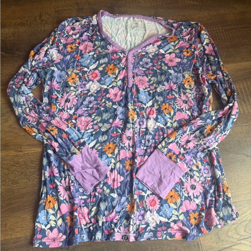 Little Sleepies Floral Long Sleeve Top in Navy, Pink, Purple, Orange
